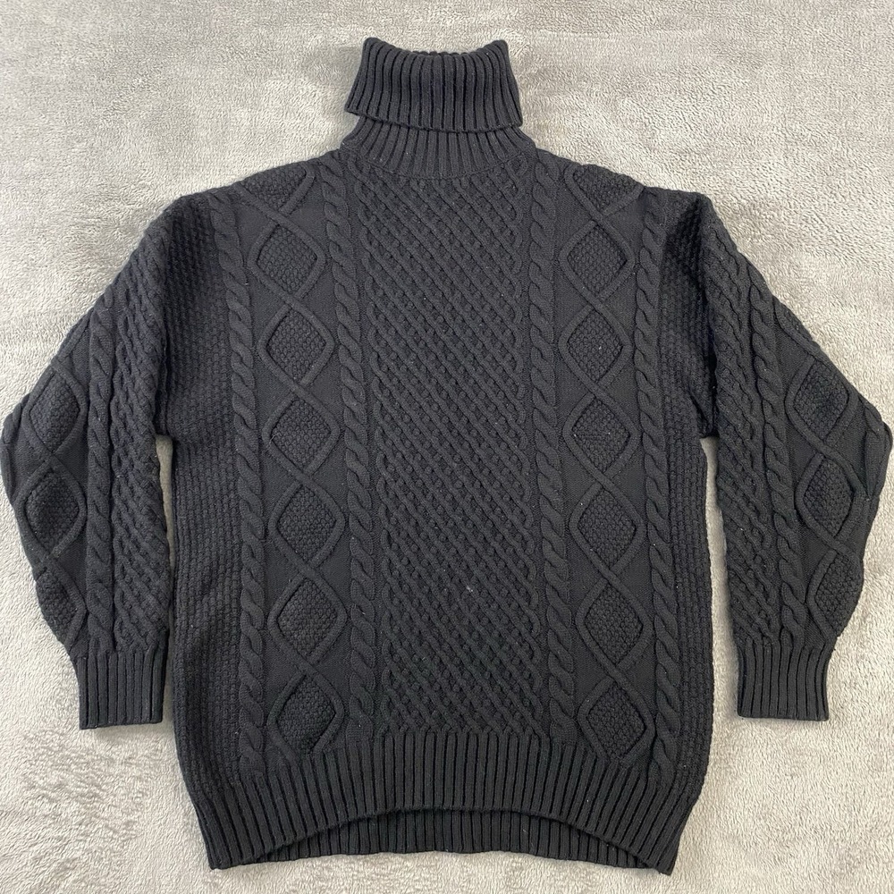 ARITZIA Sunday Best Cable Knit Peggy Sweater Womens XS Black Merino Wool Blend